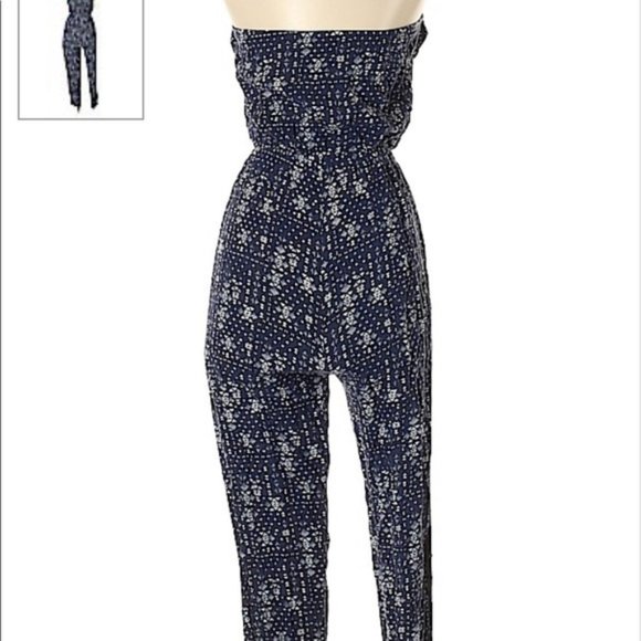 Hollister jumpsuit Small strapless geometric Aztec tribal print ruffle boho - Picture 12 of 12